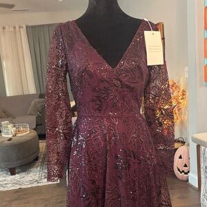 Mac Duggal Deep Purple Sequin Lace Dress